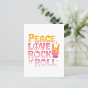 Peace Love Rock on Roll - Muziek-geïnspireerde typ Briefkaart