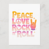 Peace Love Rock on Roll - Muziek-geïnspireerde typ Briefkaart (Voorkant)