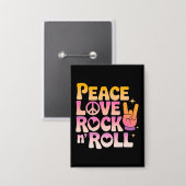 Peace Love Rock on Roll - Muziek-geïnspireerde typ Button (Voorkant / Achterkant)