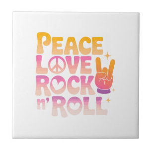 Peace Love Rock on Roll - Muziek-geïnspireerde typ Tegeltje