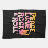 Peace Love Rock on Roll - Muziek-geïnspireerde typ Theedoek (Horizontaal)