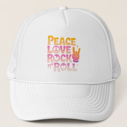 Peace Love Rock on Roll - Muziek-geïnspireerde typ Trucker Pet (Voorkant)