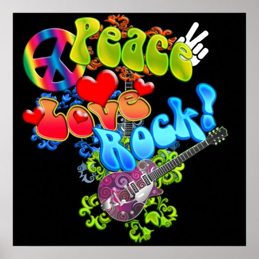 Peace Love Rock Poster (Voorkant)