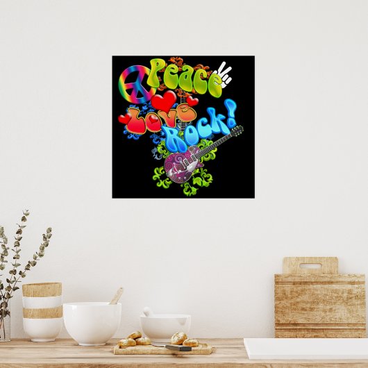 Peace Love Rock Poster (Keuken)