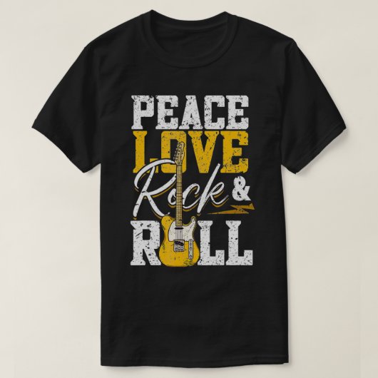 Peace Love Rock & Roll Electronic Rock Guitar T-shirt (Design voorkant)