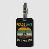 Peace Love & Rock & Roll Guitar Player Guitarist V Bagagelabel (Voorkant (verticaal))