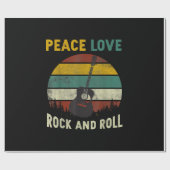 Peace Love & Rock & Roll Guitar Player Guitarist V Cadeaupapier (Vlak)