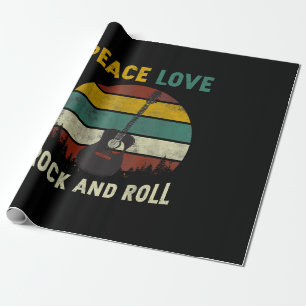 Peace Love & Rock & Roll Guitar Player Guitarist V Cadeaupapier