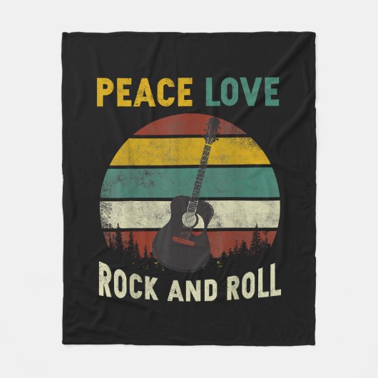 Peace Love & Rock & Roll Guitar Player Guitarist V Fleece Deken (Voorkant)