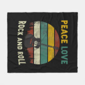 Peace Love & Rock & Roll Guitar Player Guitarist V Fleece Deken (Voorkant (Horizontaal))