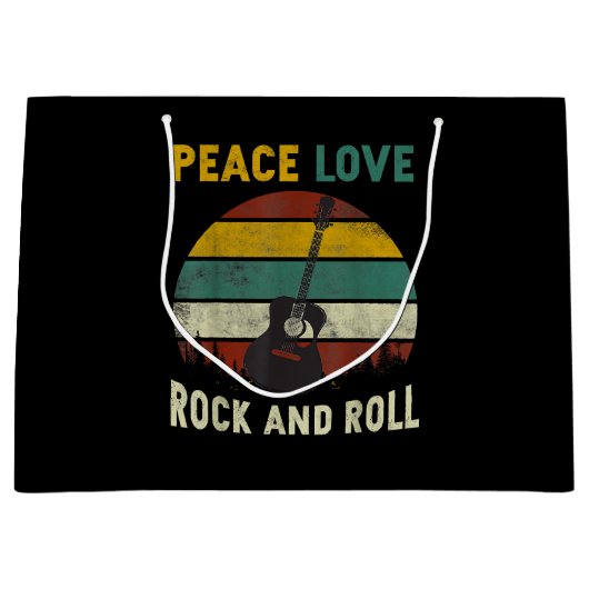 Peace Love & Rock & Roll Guitar Player Guitarist V Groot Cadeauzakje (Voorkant)