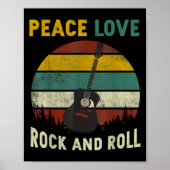 Peace Love & Rock & Roll Guitar Player Guitarist V Poster (Voorkant)