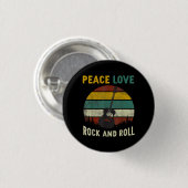 Peace Love & Rock & Roll Guitar Player Guitarist V Ronde Button 3,2 Cm (Voorkant /achterkant)