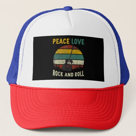 Peace Love & Rock & Roll Guitar Player Guitarist V Trucker Pet (Voorkant)