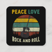 Peace Love & Rock & Roll Guitar Player Guitarist V Vierkante Visitekaartje (Achterkant)