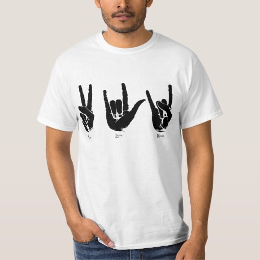peace love rock t shirt (Voorkant)