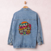 Peace Love RocknRoll Retro 70s Psychedelic Denim Jacket (Hangar)