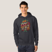 Peace Love RocknRoll Retro 70s Psychedelic Hoodie (Voorkant volledig)