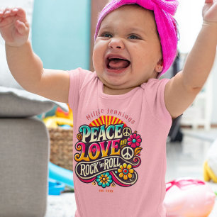 Peace Love RocknRoll Retro 70s Psychedelic Romper