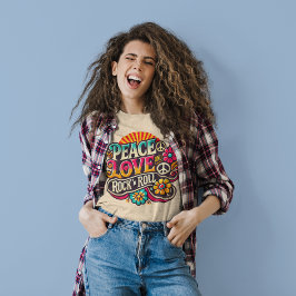 Peace Love RocknRoll Retro 70s Psychedelic T-shirt