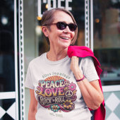 Peace Love RocknRoll Retro 70s  Psychedelic T-shirt