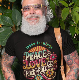 Peace Love RocknRoll Retro 70s Psychedelic T-shirt
