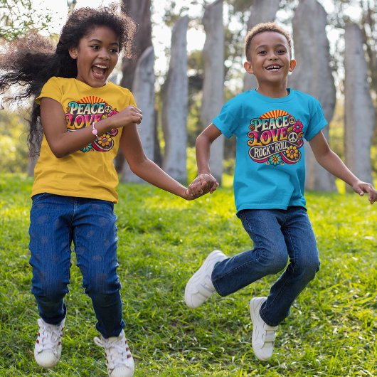 Peace Love RocknRoll Retro 70s  Psychedelic T-shirt