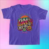 Peace Love RocknRoll Retro 70s  Psychedelic T-shirt