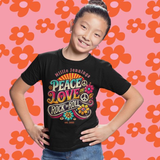 Peace Love RocknRoll Retro 70s  Psychedelic Tri-Blend Shirt