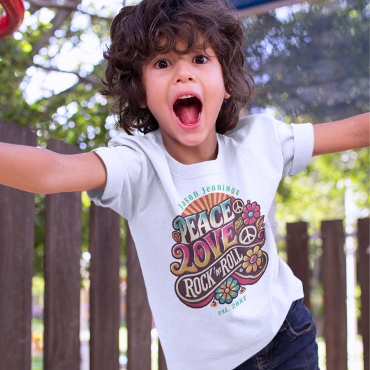 Peace Love RocknRoll Retro 70s  Psychedelic Tri-Blend Shirt