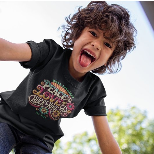 Peace Love RocknRoll Retro 70s  Psychedelic Tri-Blend Shirt