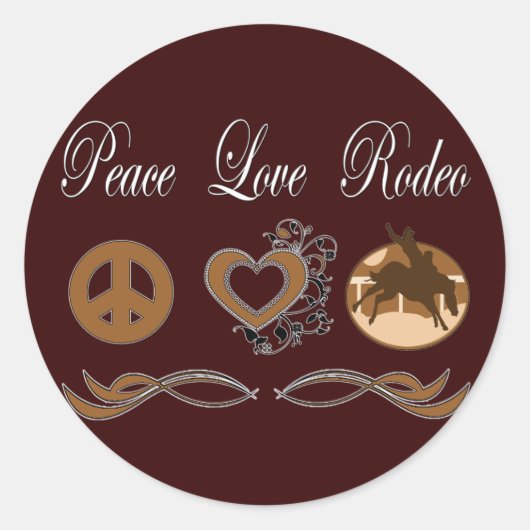 Peace Love Rodeo Ronde Sticker (Voorkant)