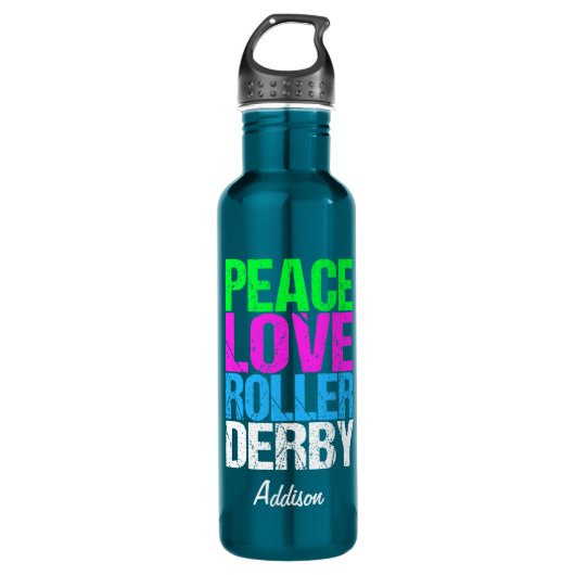 Peace Love Roller Derby Waterfles (Voorkant)