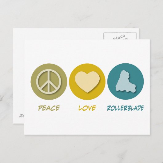 Peace Love Rollerblade Briefkaart (Voorkant / Achterkant)