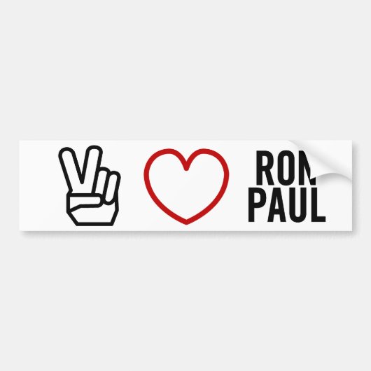 Peace Love Ron Paul Bumpersticker (Voorkant)