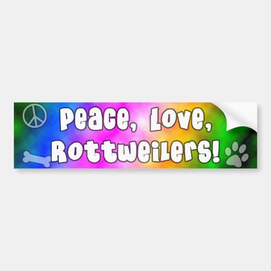 Peace Love Rottweilers Bumpersticker (Voorkant)