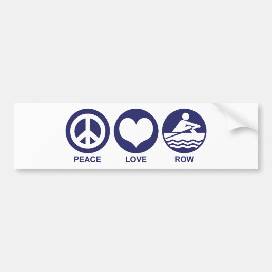 Peace Love Row Bumpersticker (Voorkant)