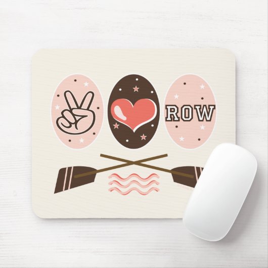 Peace Love Row Mousepad Muismat (Met muis)