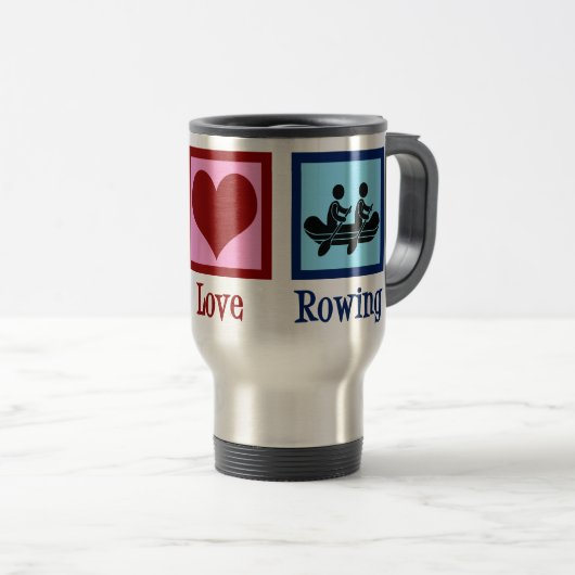 Peace Love Rowing - Cute Crew Team Reisbeker (Voorkant rechts)