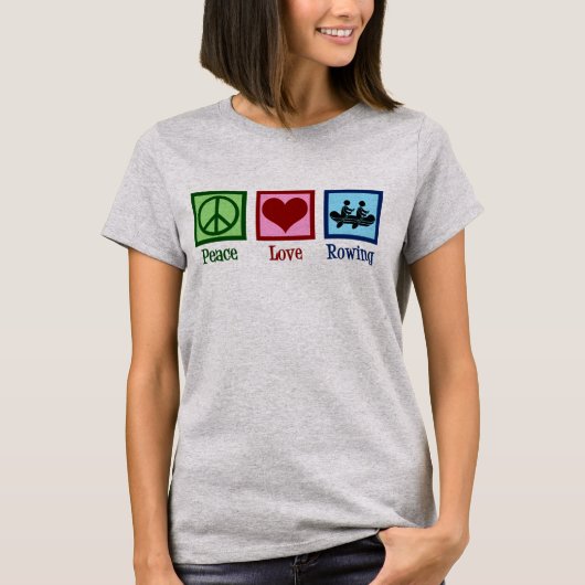 Peace Love Rowing - Cute Crew Team T-shirt (Voorkant)