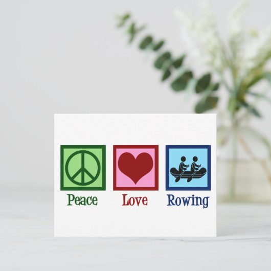 Peace Love Rowing Team Cute Crewers Briefkaart (Staand voorkant)
