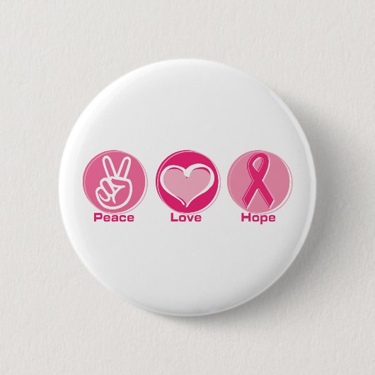 Peace Love Roze Hope Ronde Button 5,7 Cm (Voorkant)