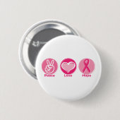 Peace Love Roze Hope Ronde Button 5,7 Cm (Voorkant /achterkant)