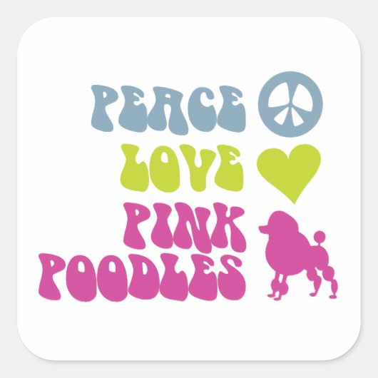 Peace Love Roze Poodles stickers (Voorkant)