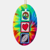 Peace, Love, Rugby Football Keramisch Ornament (Rechts)
