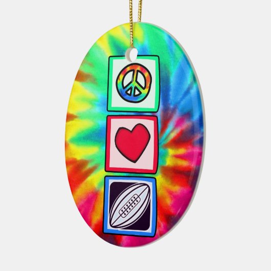 Peace, Love, Rugby Football Keramisch Ornament (Links)