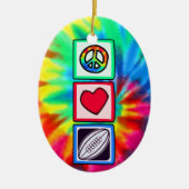 Peace, Love, Rugby Football Keramisch Ornament (Voorkant)