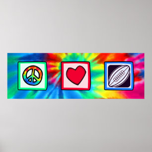 Peace, Love, Rugby Football Poster