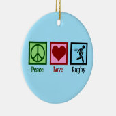 Peace Love Rugby Keramisch Ornament (Rechts)