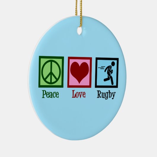 Peace Love Rugby Keramisch Ornament (Rechts)